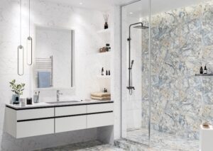 Solo Global Tile плитка для ванной под мрамор в интерьере